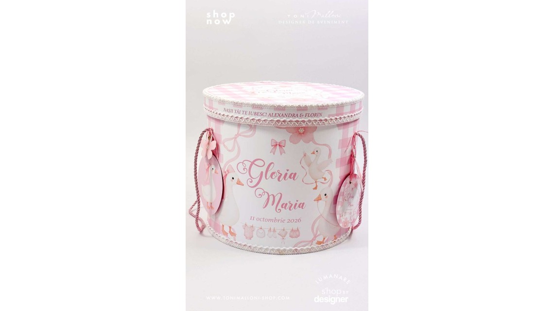 Trusou Botez Fetiță Silly Goose Gâsculiță Roz Personalizată 2